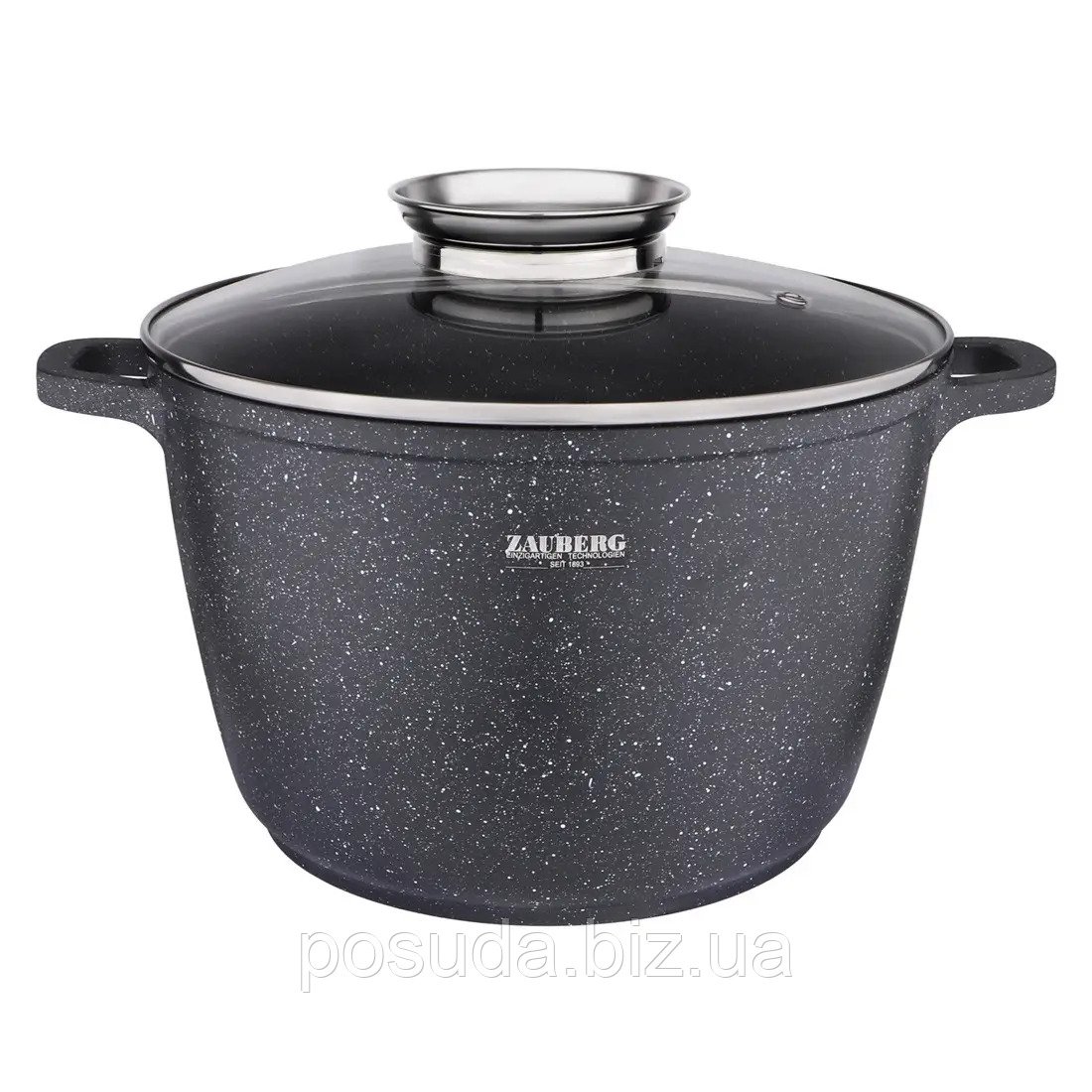 Кастрюля алюминиевая Zauberg мраморное покрытие со стеклянной крышкой 14 л
