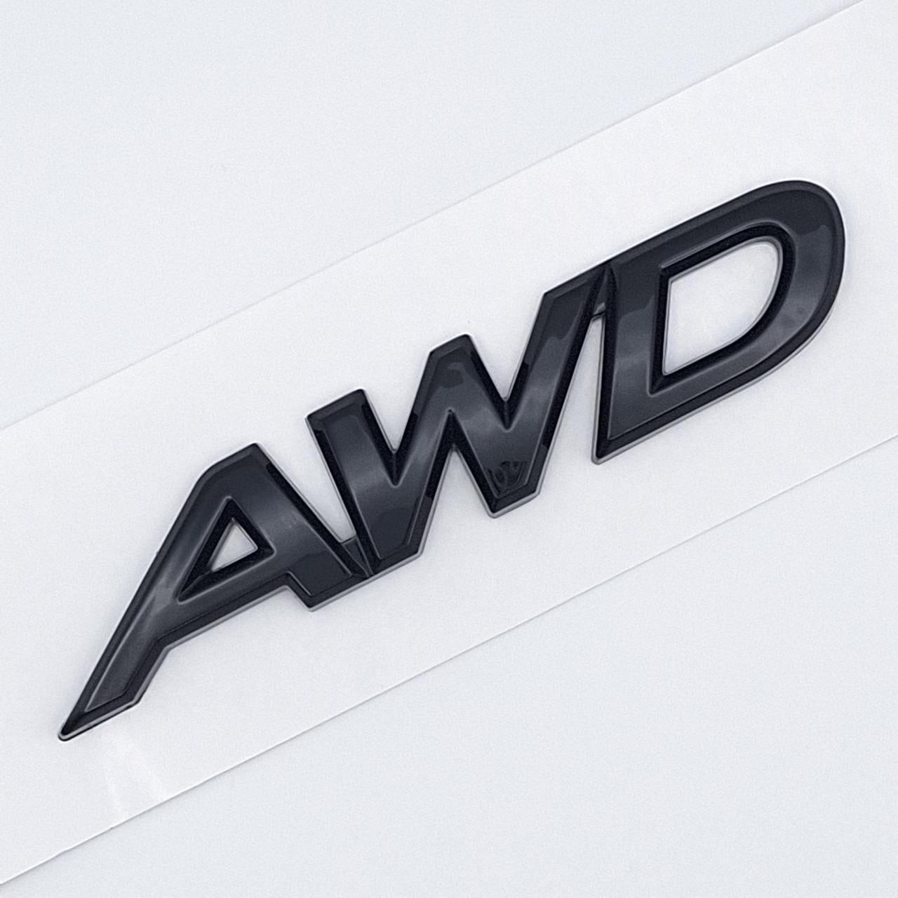 Эмблема надпись AWD Mazda 9х1,7 см Черный глянцевый (2343630191)