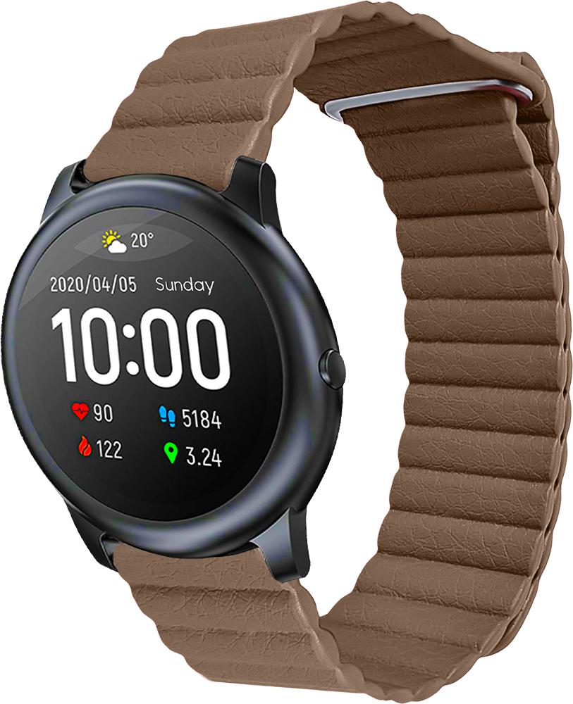 Ремешок кожаный Genis для Haylou Smart Watch Solar LS05 Brown (26530-30)