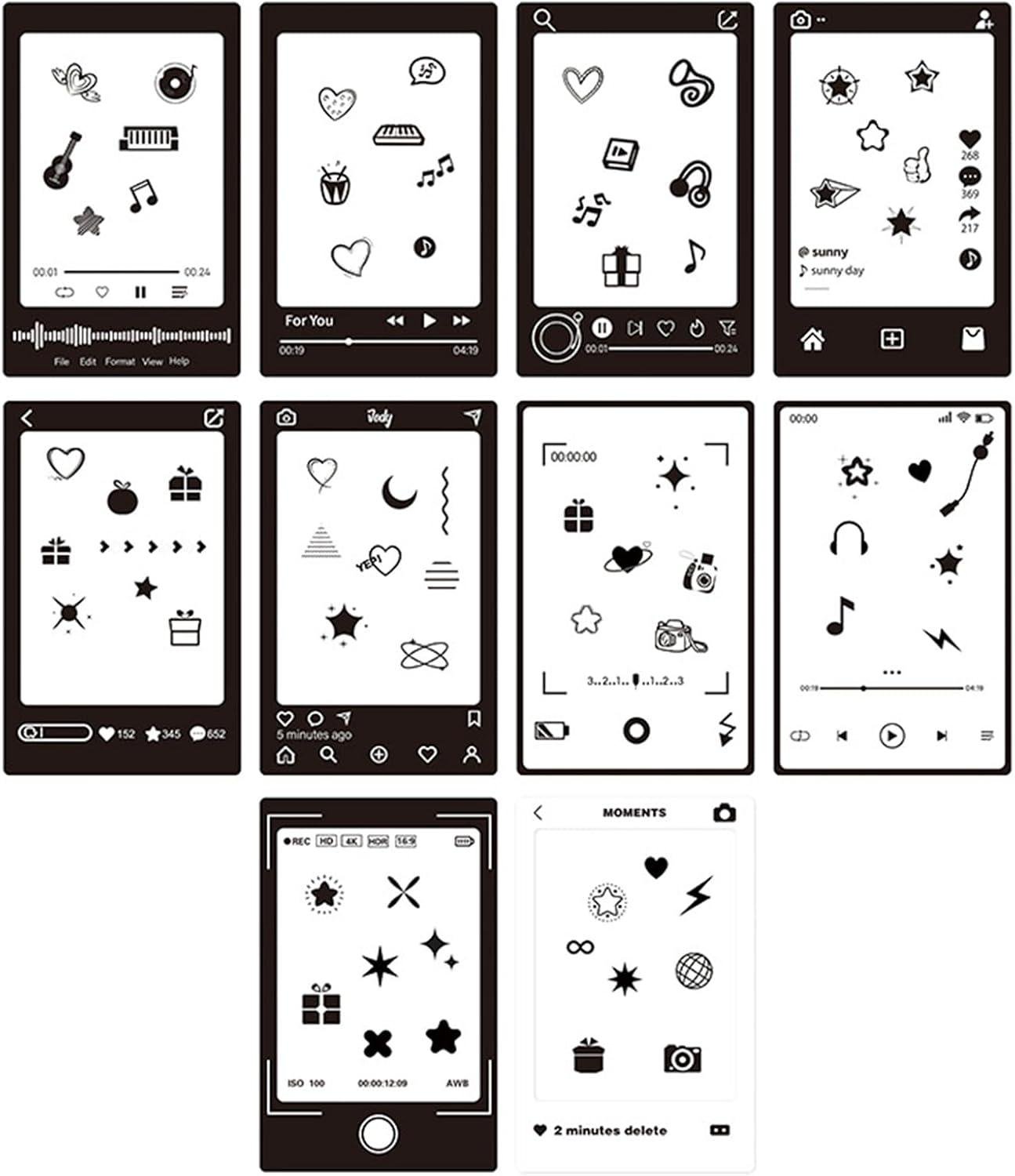 Наклейки для фотопленки Fujifilm Instax Mini/Liplay/Polaroid 300/Z2300/SHARE SP-1/SP-2/link 10 шт. Черно-белый (25453336)