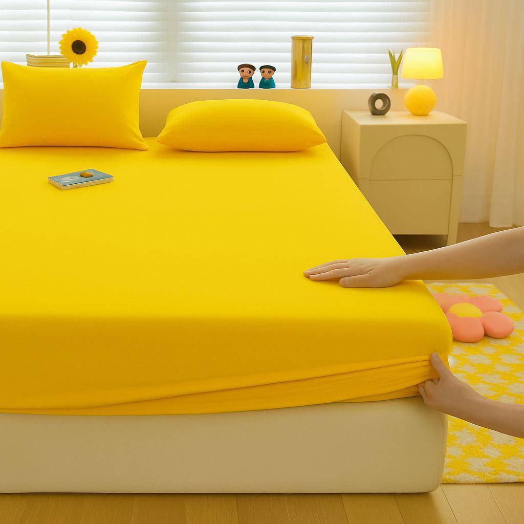 Простирадло на резинці Текстилія бязь 200х220 см Жовтий (1010315) - фото 1 Простирадло на резинці Текстилія бязь 200х220 см Жовтий (1010315) - фото 1