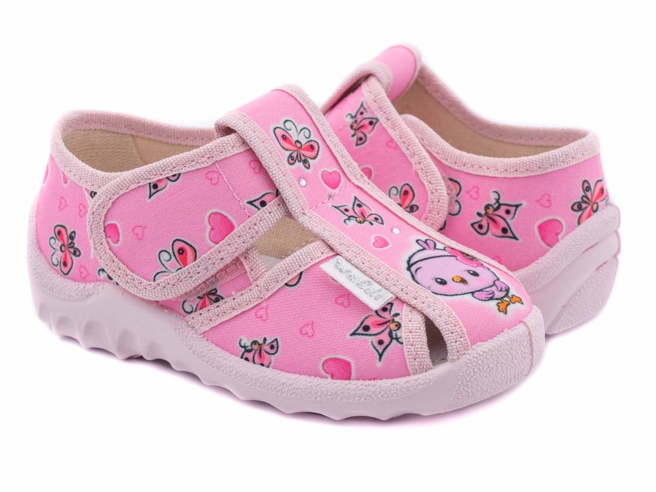 Тапочки для дівчаток Waldi 360-404/21 на липучках р. 21 Рожевий