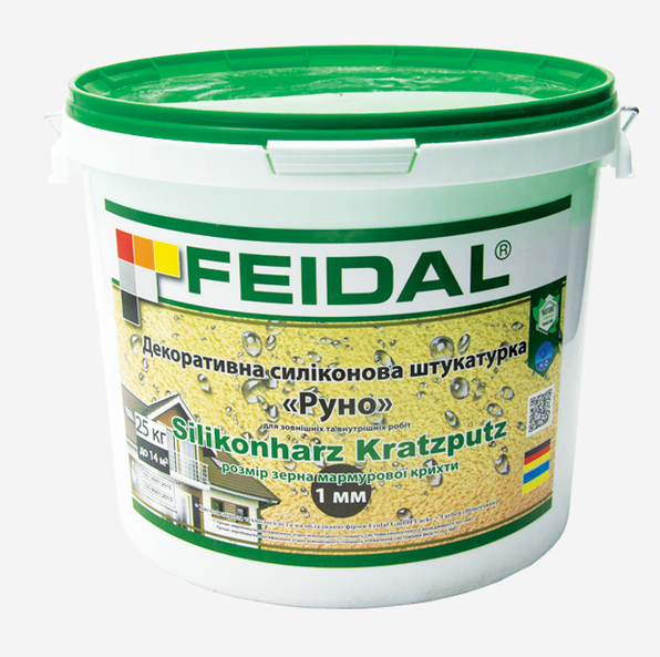 Штукатурка декоративная Feidal Silikonharz Kratzputz силиконовая структурная база 1 мм 25 кг Белый (1815837715)