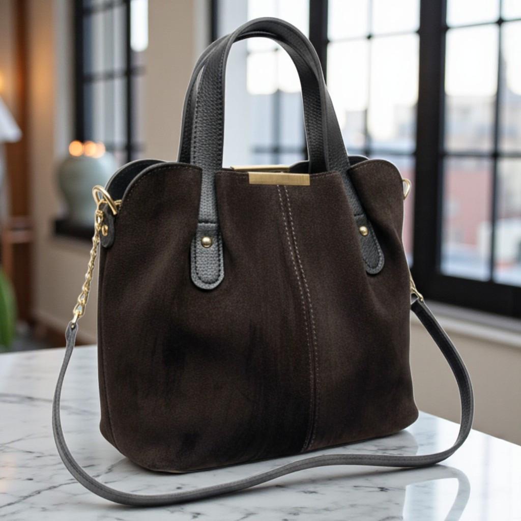 Сумка стильная женская вместительная через плечо с плечевым ремнем Коричневый Сумка стильная женская вместительная через плечо с плечевым ремнем Коричневый