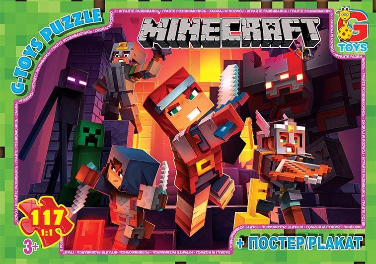 Пазл G-Toys MINECRAFT 117 элементов с постером в коробке (111657)
