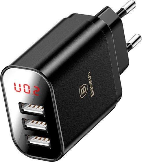 Пристрій мережевий зарядний Baseus Mirror Lake Intelligent Digital Display 3USB 3,4A CCALL-BH01 Black