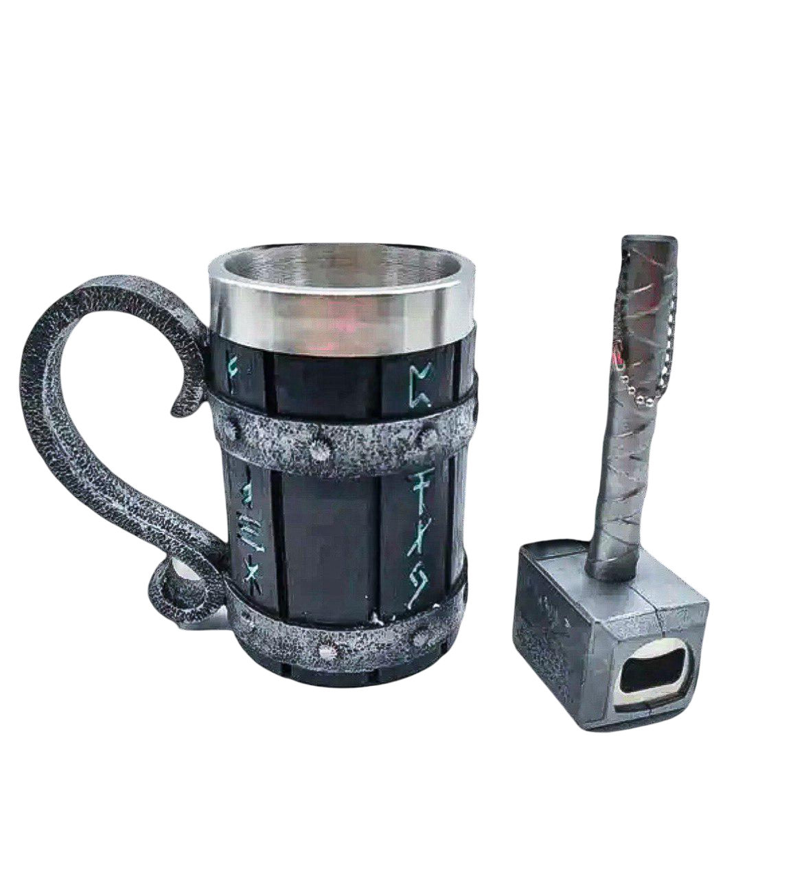 Кружка сила Руны с открывалкой молот Тора 500 мл