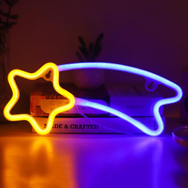 Неоновый светильник настенный Комета на батарейках/USB 13х32,5 см (2694139749)