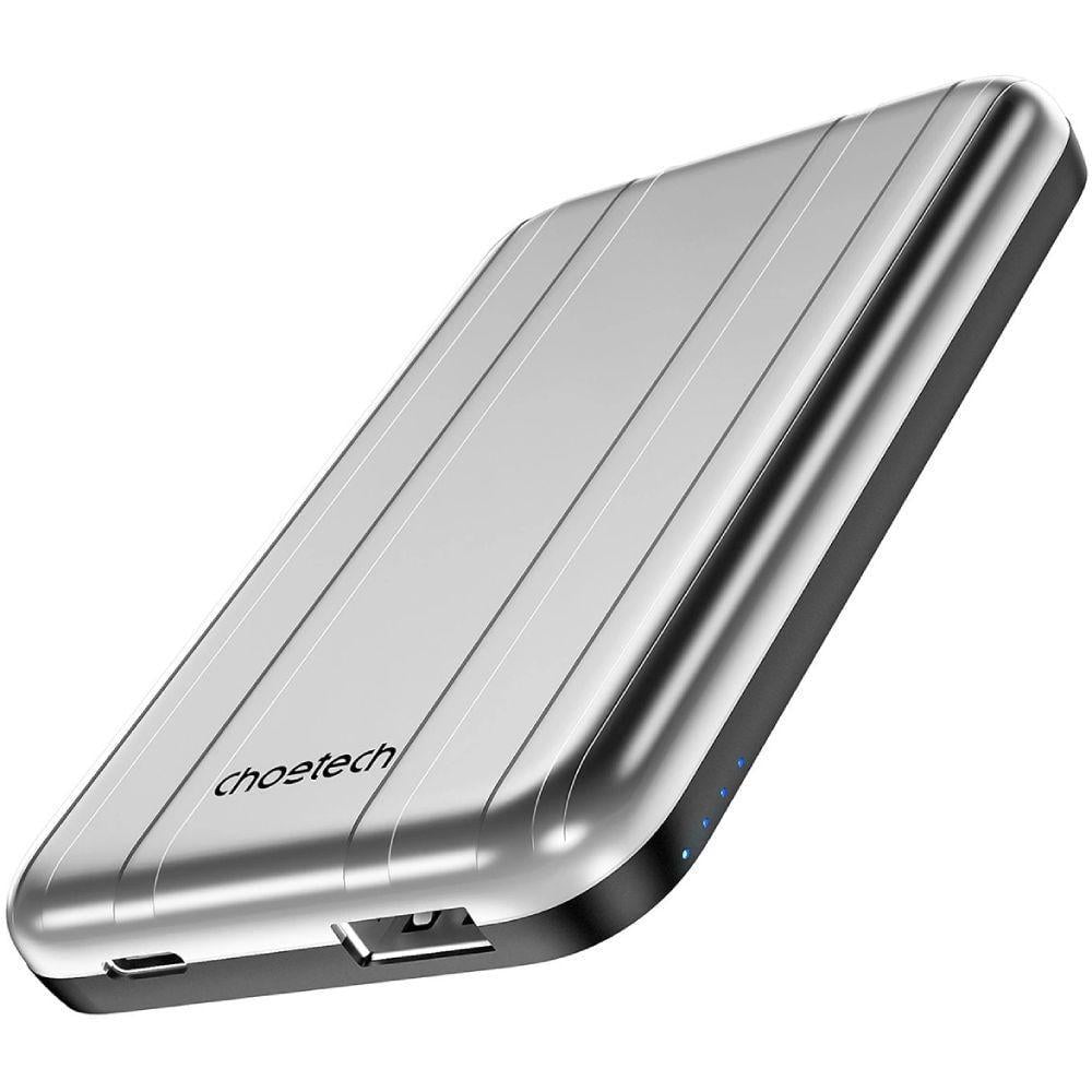 Повербанк Choetech B655 mini 5000 mAh 10W Qi с магнитной беспроводной зарядкой Серебристый (6932112104779)