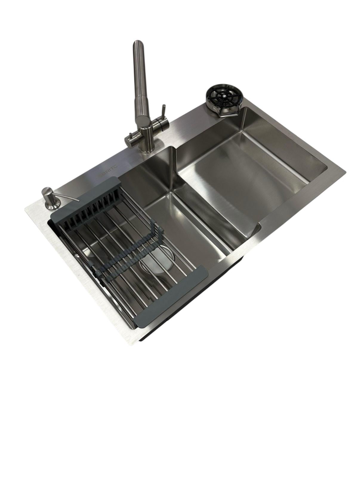 Мойка для кухни левая Britc 7848 см LB/смеситель кран с подключением к фильтру воды