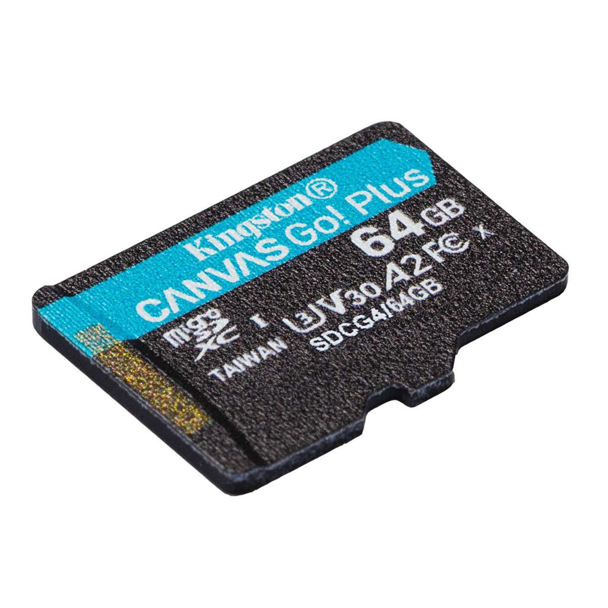 Карта памяти Kingston Canvas Go! Plus 64 GB microSDXC UHS-1 U3 class 10 A2 V30 R200MB/s (SDCG4/64GBSP) - фото 2