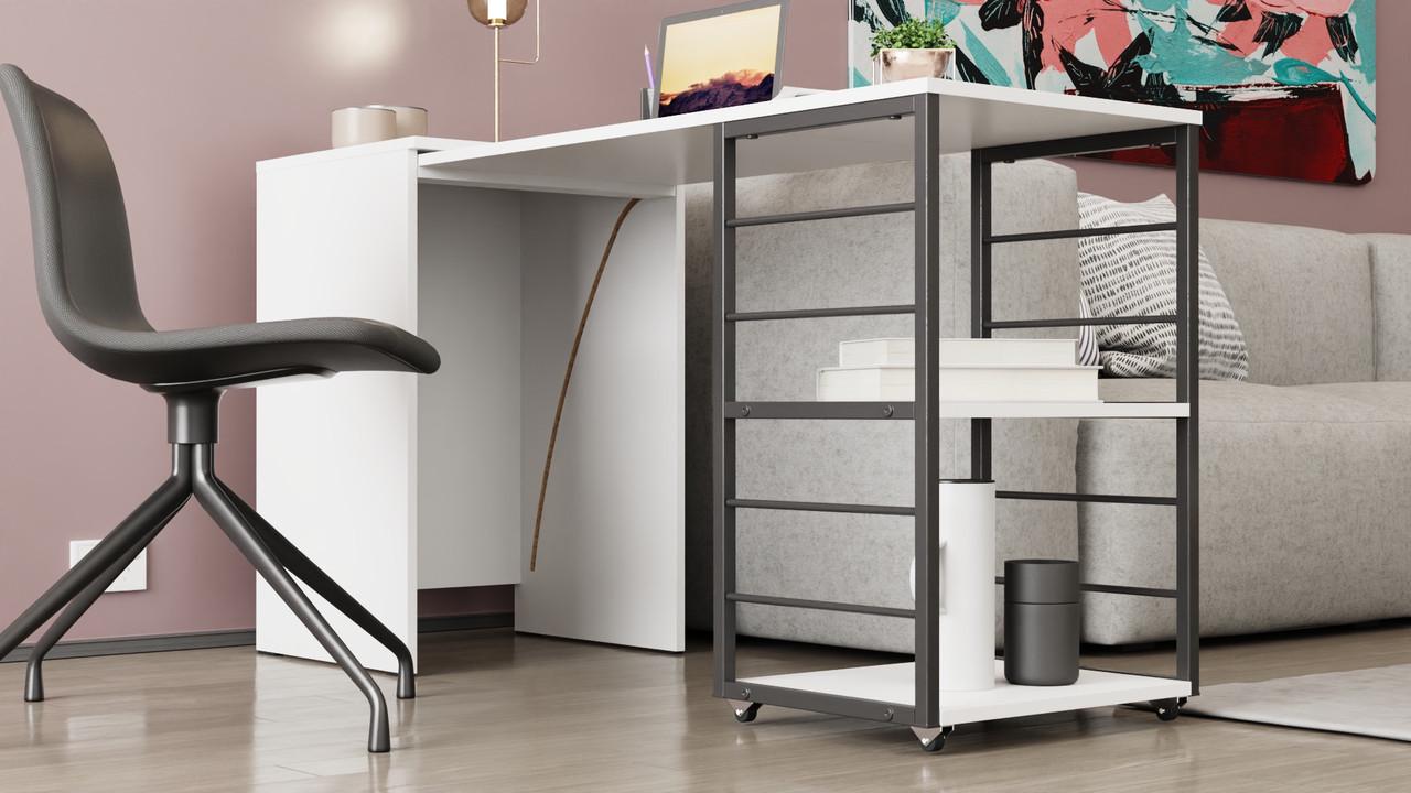 Стіл-тумба трансформер Ferrum-decor Смарт 2/2 метал/ДСП 16 мм 750x1450x600 мм Чорний/Білий (FRD-105102) - фото 1 Стіл-тумба трансформер Ferrum-decor Смарт 2/2 метал/ДСП 16 мм 750x1450x600 мм Чорний/Білий (FRD-105102) - фото 1