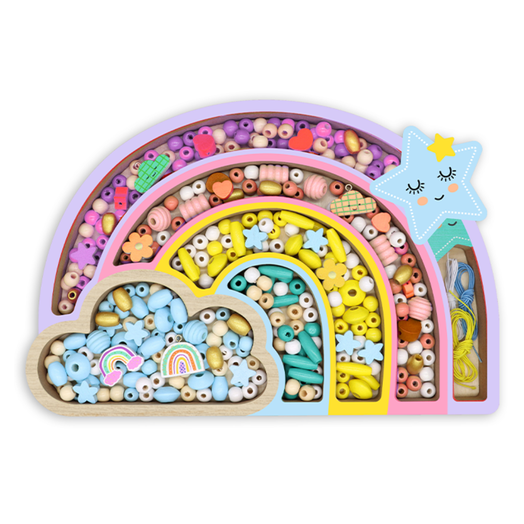 Набор бусин для детских браслетов Радуга для творчества и рукоделия подарочный для девочек