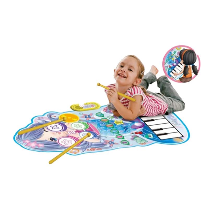 Развивающий коврик интерактивный музыкальный 2в1 пианино и барабаны (YYD-06)