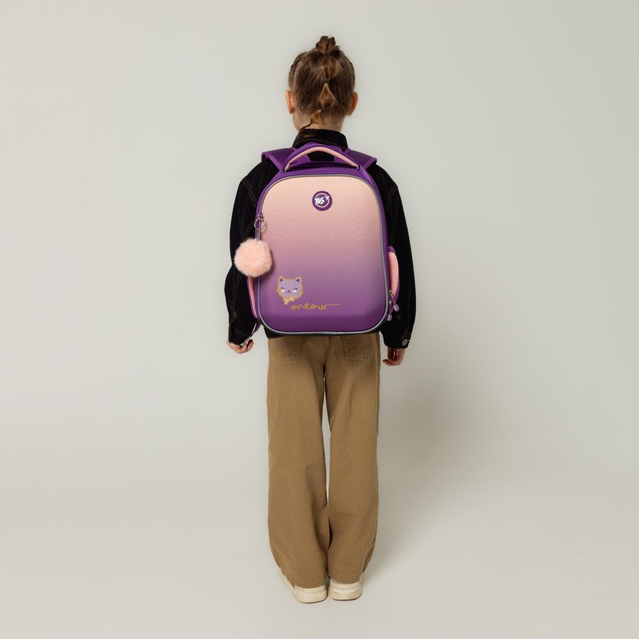 Шкільний рюкзак каркасний з ортопедичною спинкою YES Happy Kitty H-100 (559839/995063) - фото 2