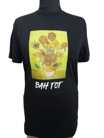 Футболка з художнім принтом Соняхи 2ХL Чорний (00193)