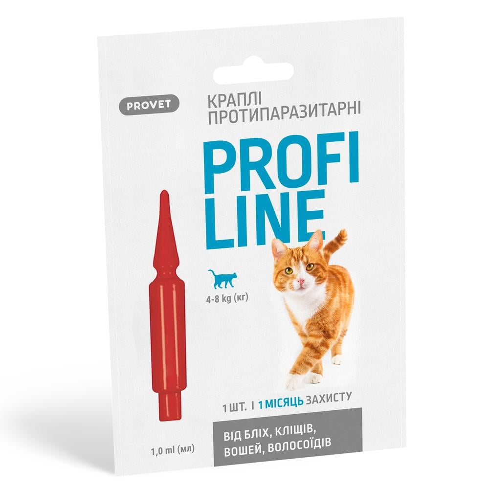 Капли на холку для кошек ProVET Profiline от внешних паразитов 1 мл/1 пип. (PR243112)