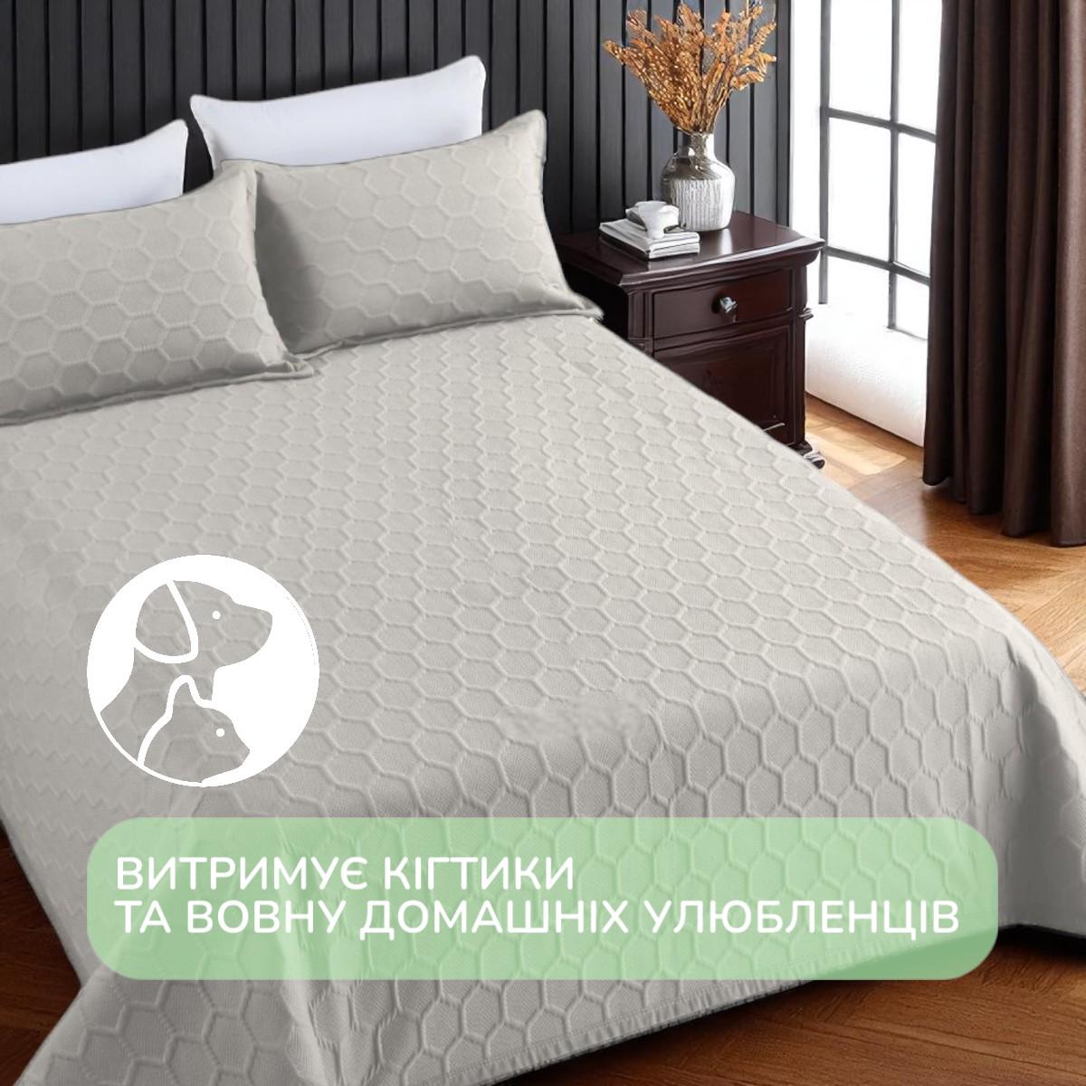 Покрывало хлопковое стеганое и 2 наволочки Koloco евро 220х240 см Светло-серый (41698) - фото 4 Покрывало хлопковое стеганое и 2 наволочки Koloco евро 220х240 см Светло-серый (41698) - фото 4