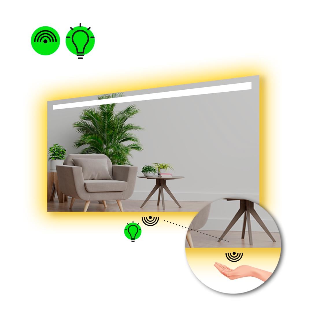 Зеркало с LED подсветкой Benita с ИК включателем 120x80 см (8775685)