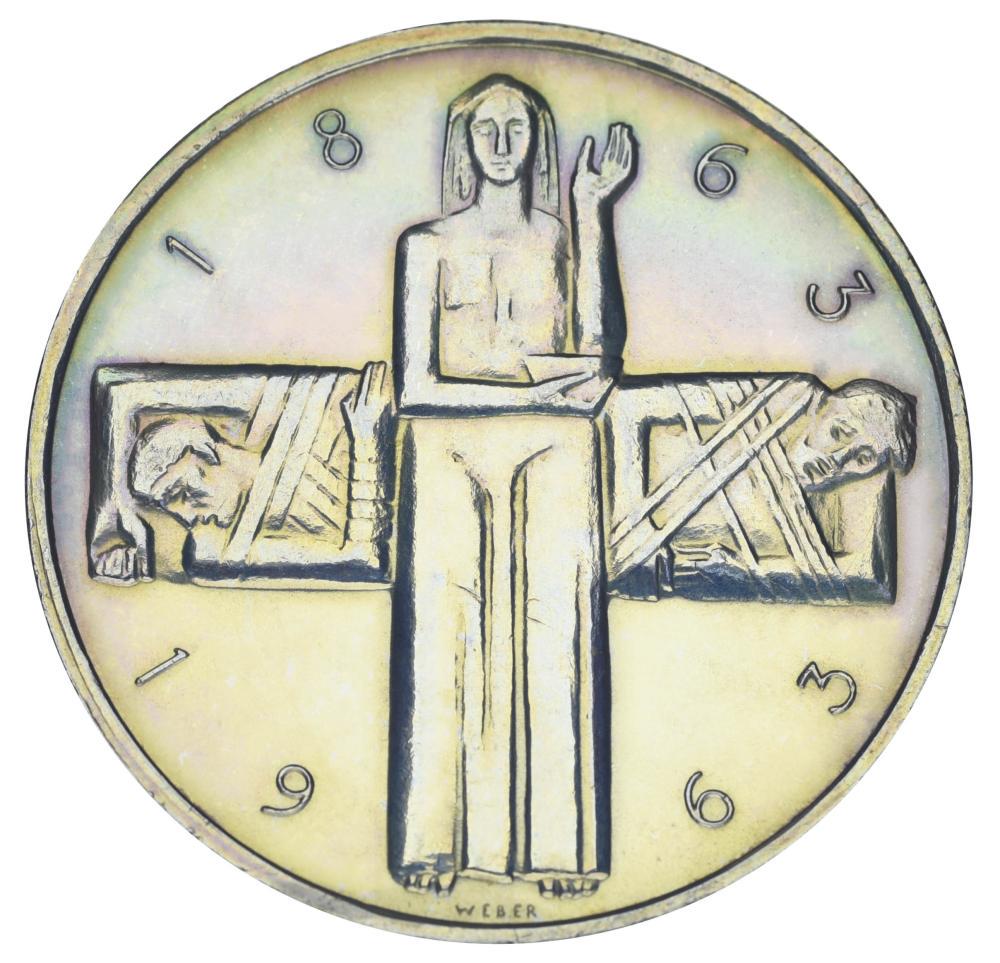 Колекційна монета Швейцарія 5 франків 1963 срібло F-VF 100 років Червоному Хресту