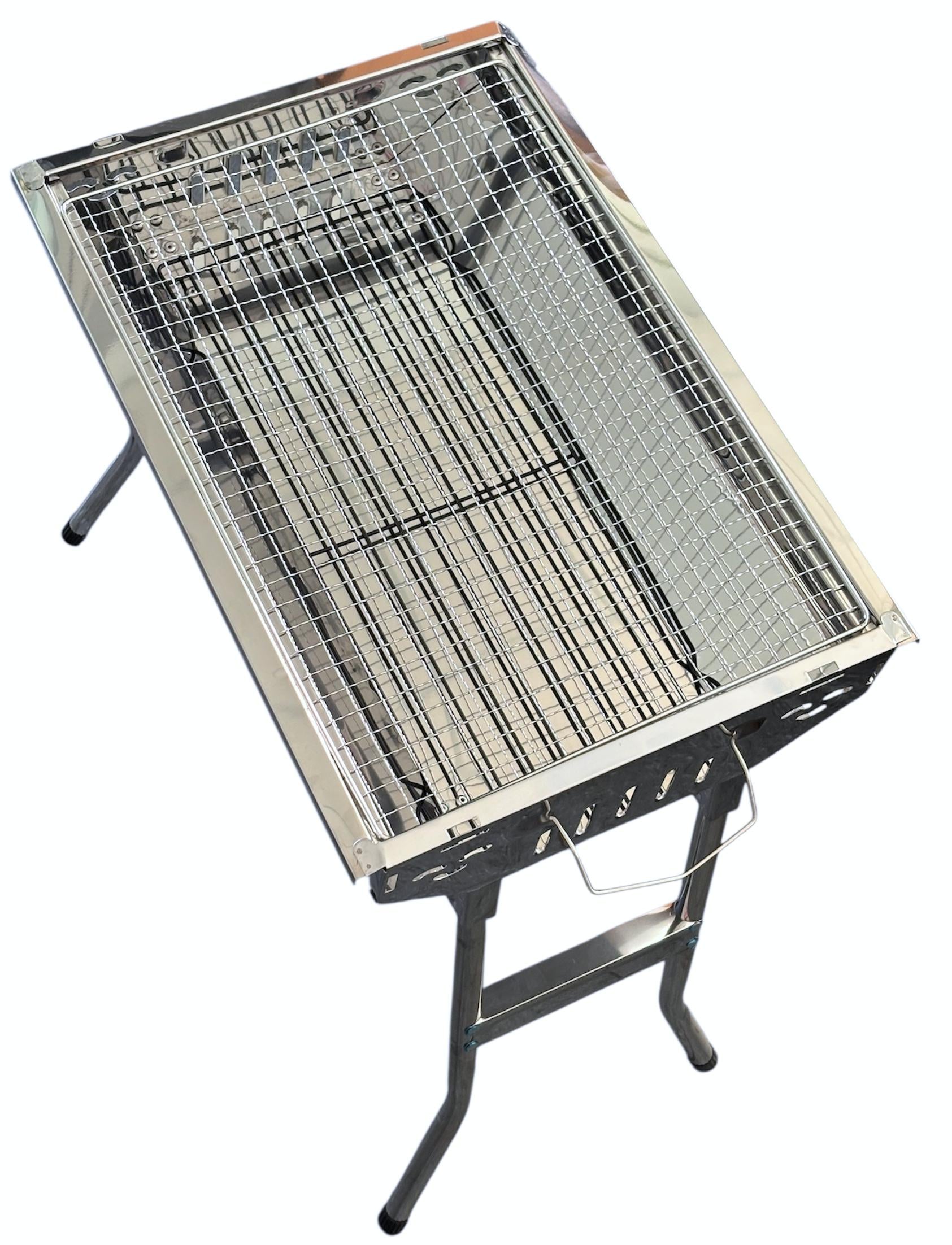 Мангал складной с решеткой металлический 33x47x57 см Серый (33270415)