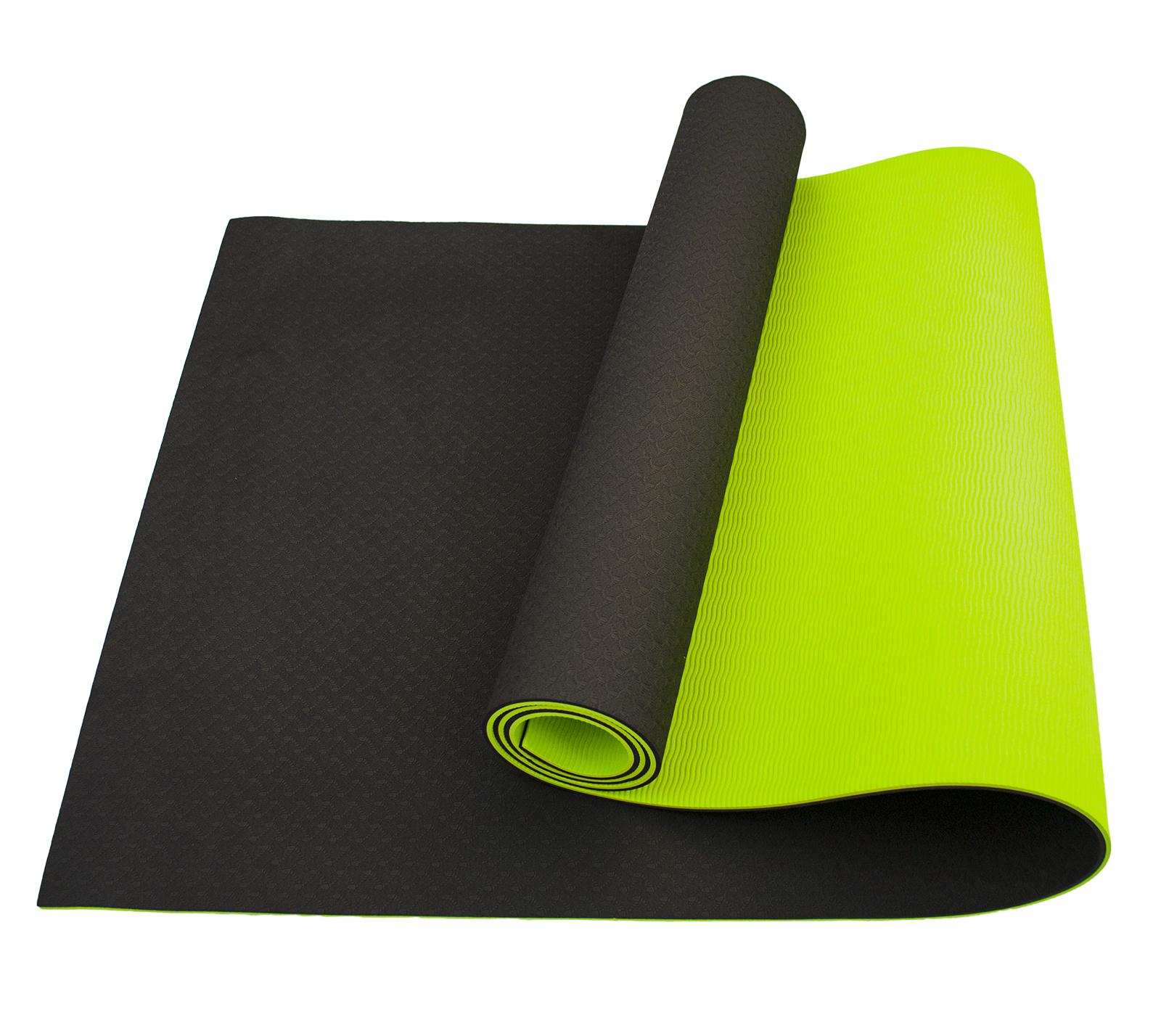 Коврик для йоги и фитнеса Sportcraft TPE 6 мм Black/Lime (ES0017) Коврик для йоги и фитнеса Sportcraft TPE 6 мм Black/Lime (ES0017)
