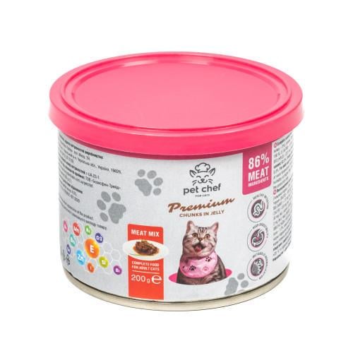 Корм влажный для взрослых кошек Pet Chef Мясной микс 200 г - фото 3