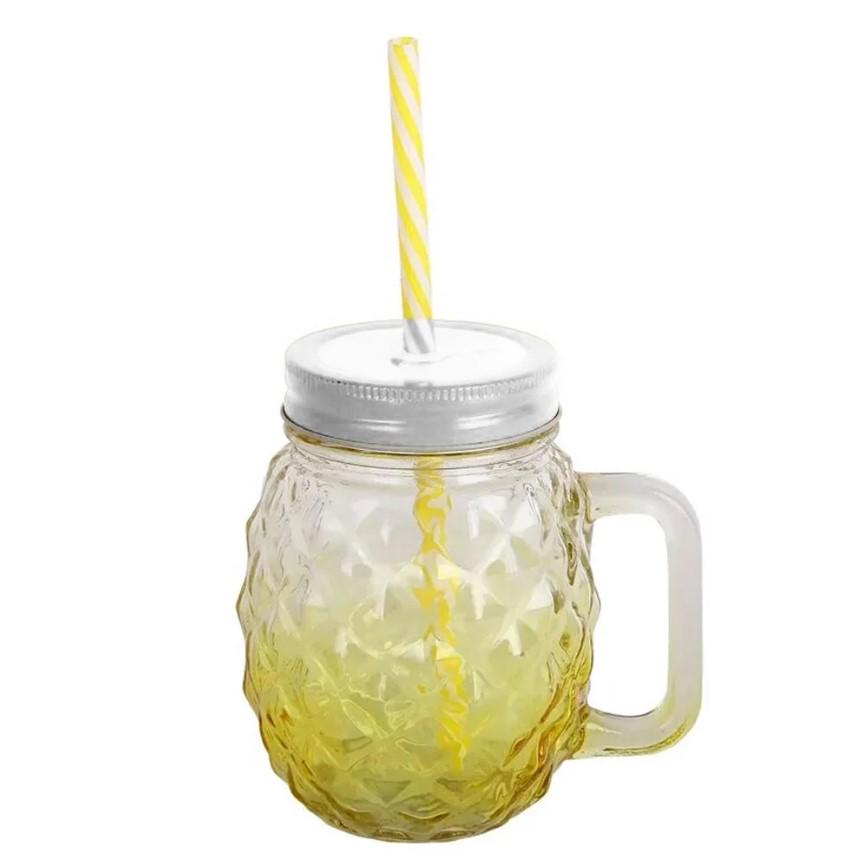Чашка-банка скляна Ананас з кришкою і трубочкою 500 мл Блакитний (OS-K9480J) - фото 2 Чашка-банка скляна Ананас з кришкою і трубочкою 500 мл Блакитний (OS-K9480J) - фото 2