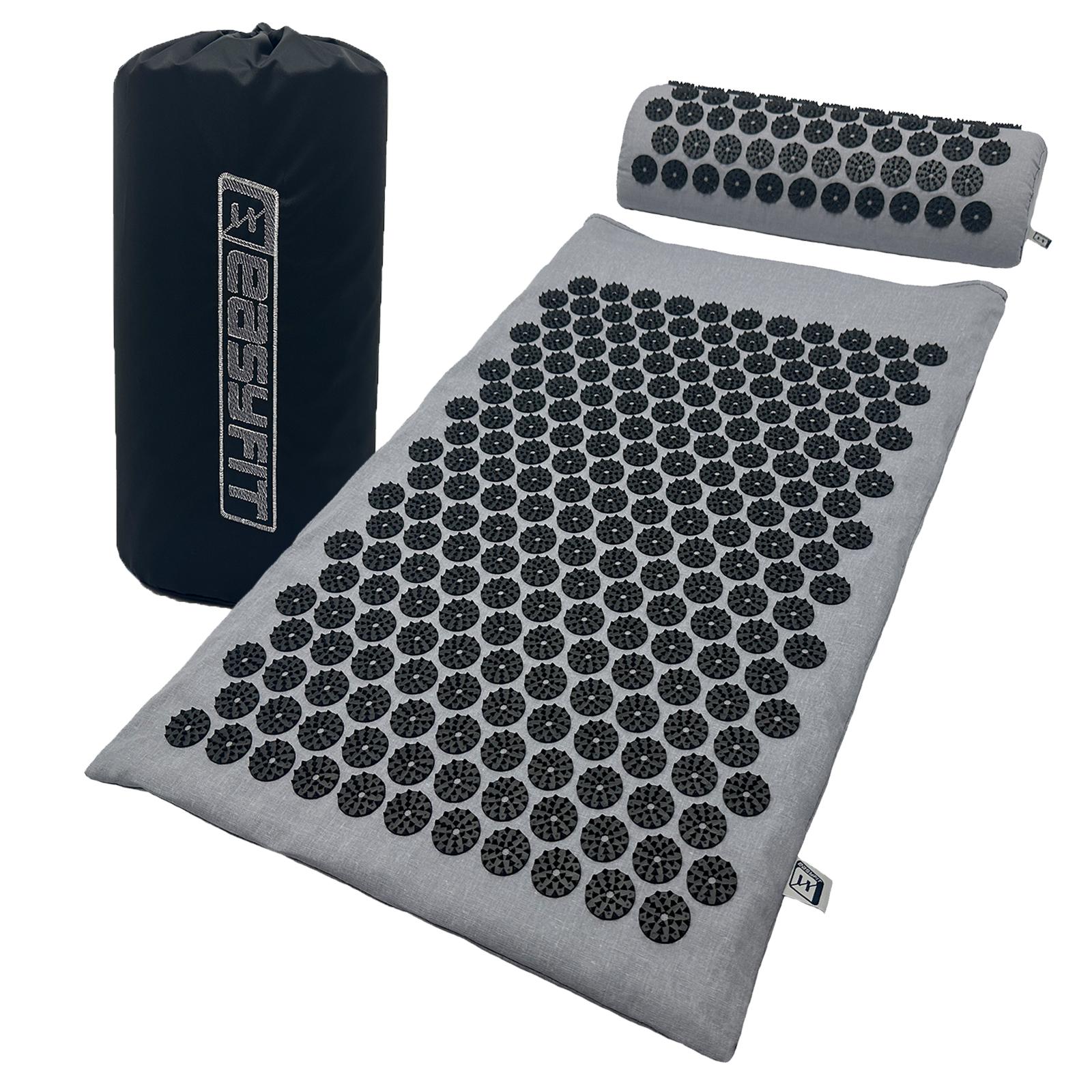 Килимок масажний Easyfit з подушкою аплікатор Кузнєцова Сірий/Чорний Килимок масажний Easyfit з подушкою аплікатор Кузнєцова Сірий/Чорний