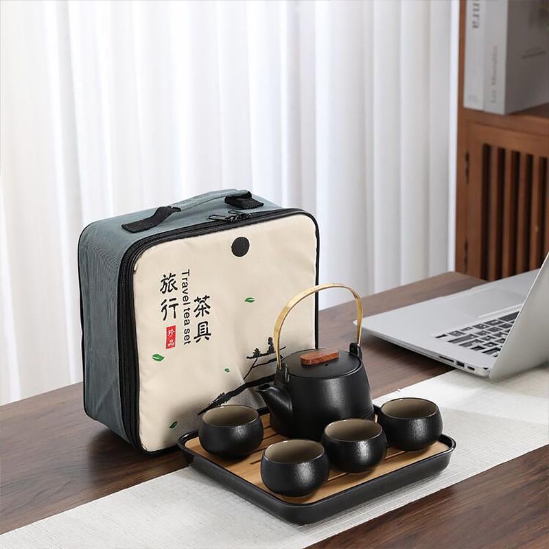 Дорожный набор для чайной церемонии керамический Black - фото 10