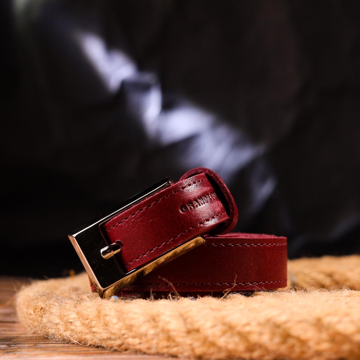 Ремінь шкіряний жіночий GRANDE PELLE Leather Belt 21447 Бордовий (10847245) - фото 8