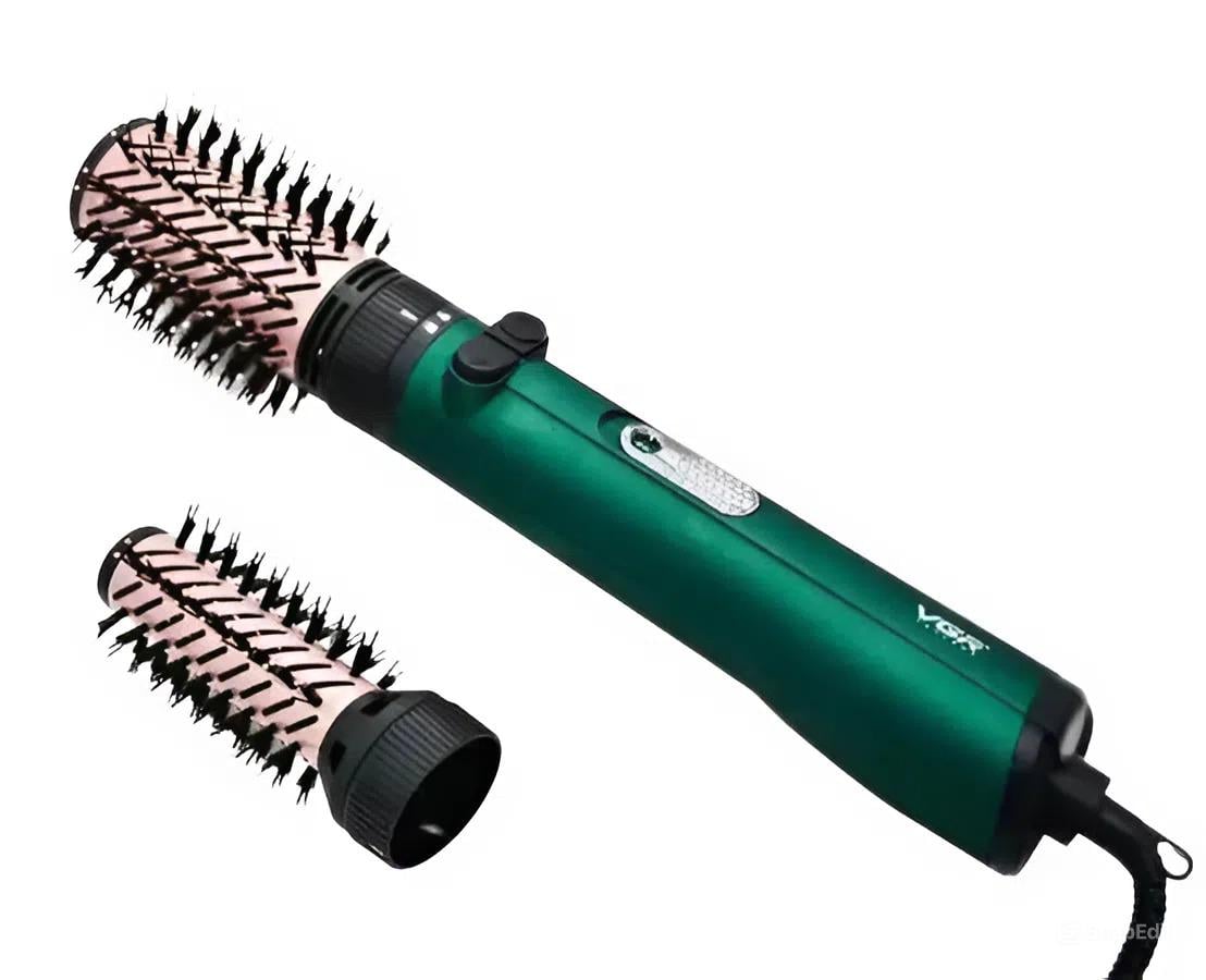 Фен-щітка для сушіння та укладання волосся VGR V-498 1200W з 2 насадками Зелений