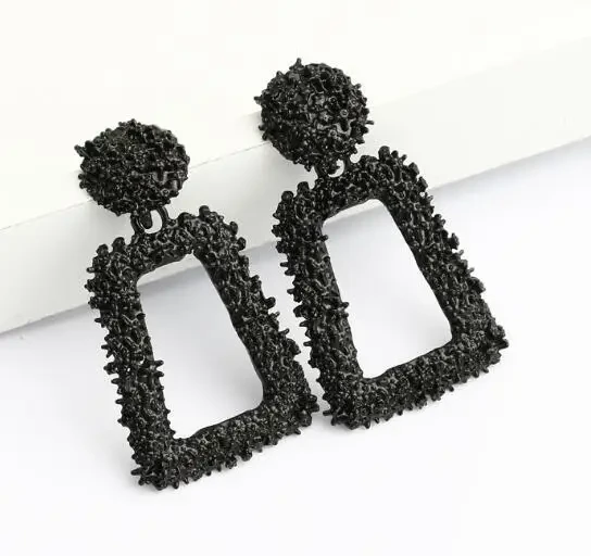 Сережки трапеція квадратні Чорний (1197847095)