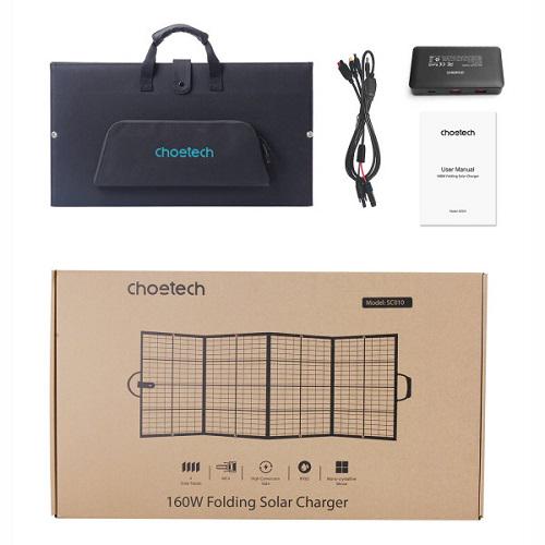 Сонячна панель для УМБ Choetech SC010-BK 160 Вт 196x54 см 1x100 Вт 1хUSB QC3.0 18 Вт/1хUSB-C PD3.0 45 Вт/1xUSBA 12 Вт (574956) - фото 4