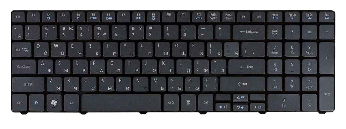 Клавиатура для ноутбука Acer Aspire 5236 5242 5250 5410T 5810T 5820 с подсветкой Light Black