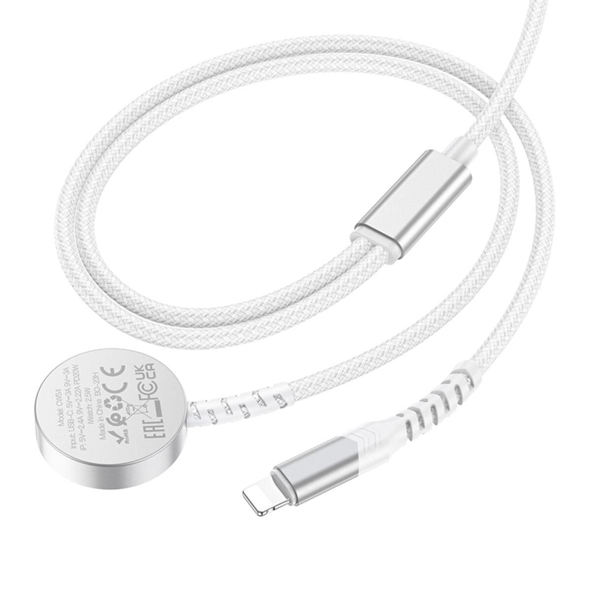 Зарядний пристрій бездротовий Hoco CW54 charging cable iP/iWatch White (6942007611398) - фото 4