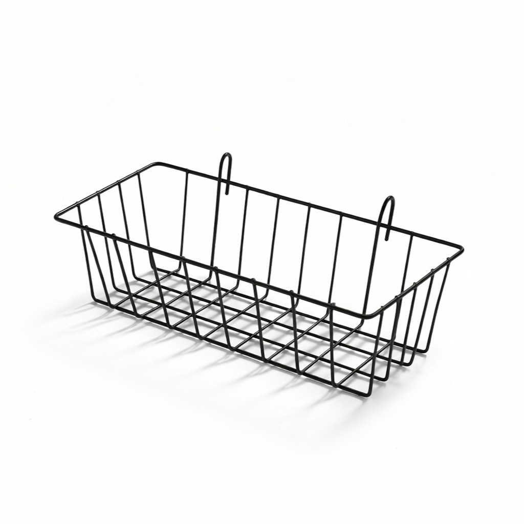 Корзинка для мудборда и настенной сетки съемная металлическая 23x10x8 см Черный