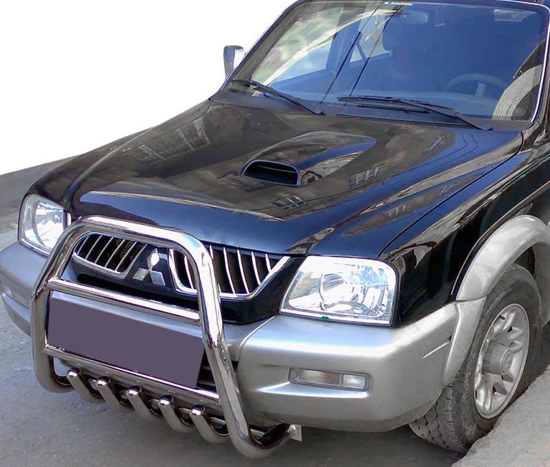 Кенгурятник QT007 CAN для Mitsubishi L200 1996-2006 гг. нержавеющая сталь Хром