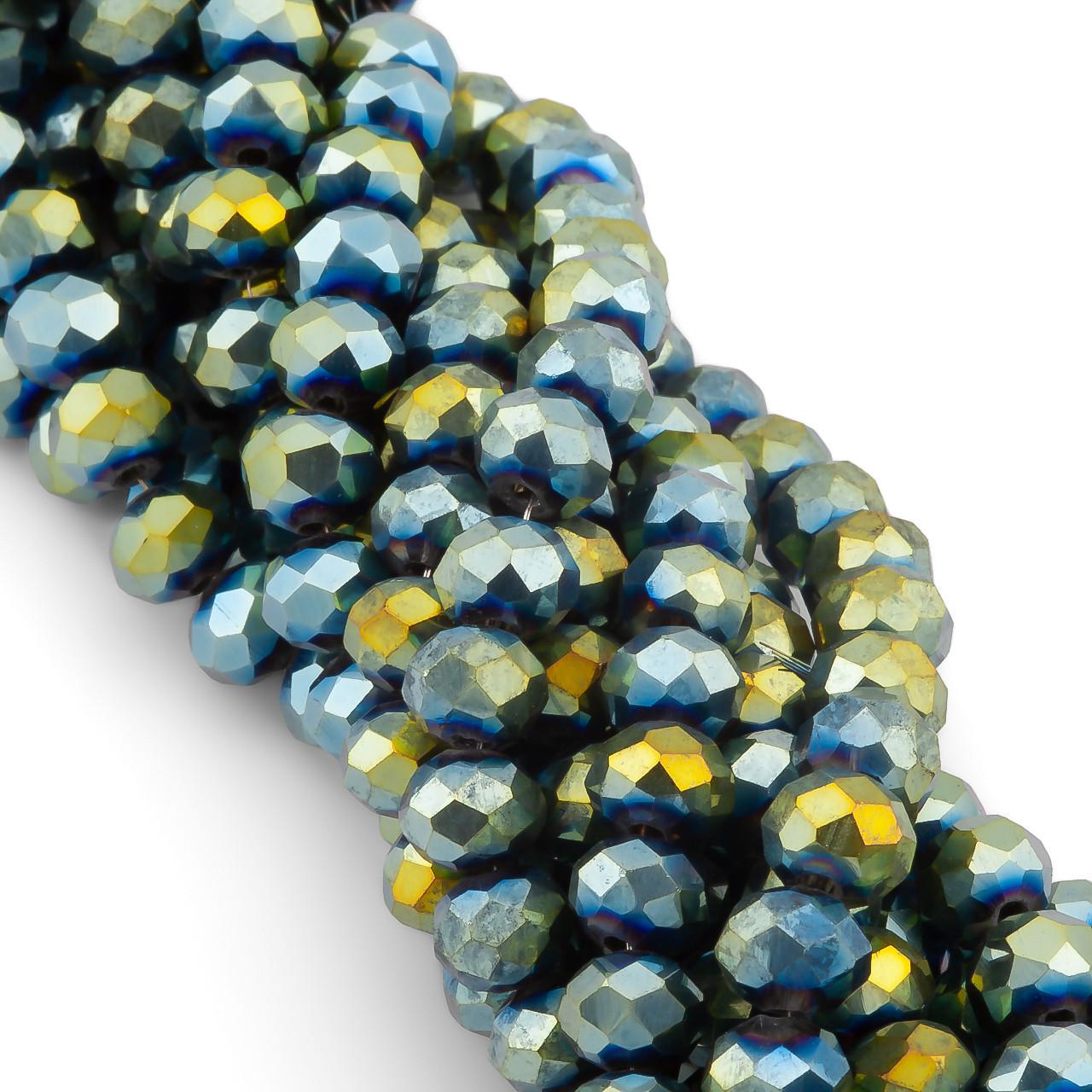 Бусины Swarovski огранки рондель 3,5х3 мм 34 см 124 шт. Сине-зеленый/Металлик (БС3154а85)