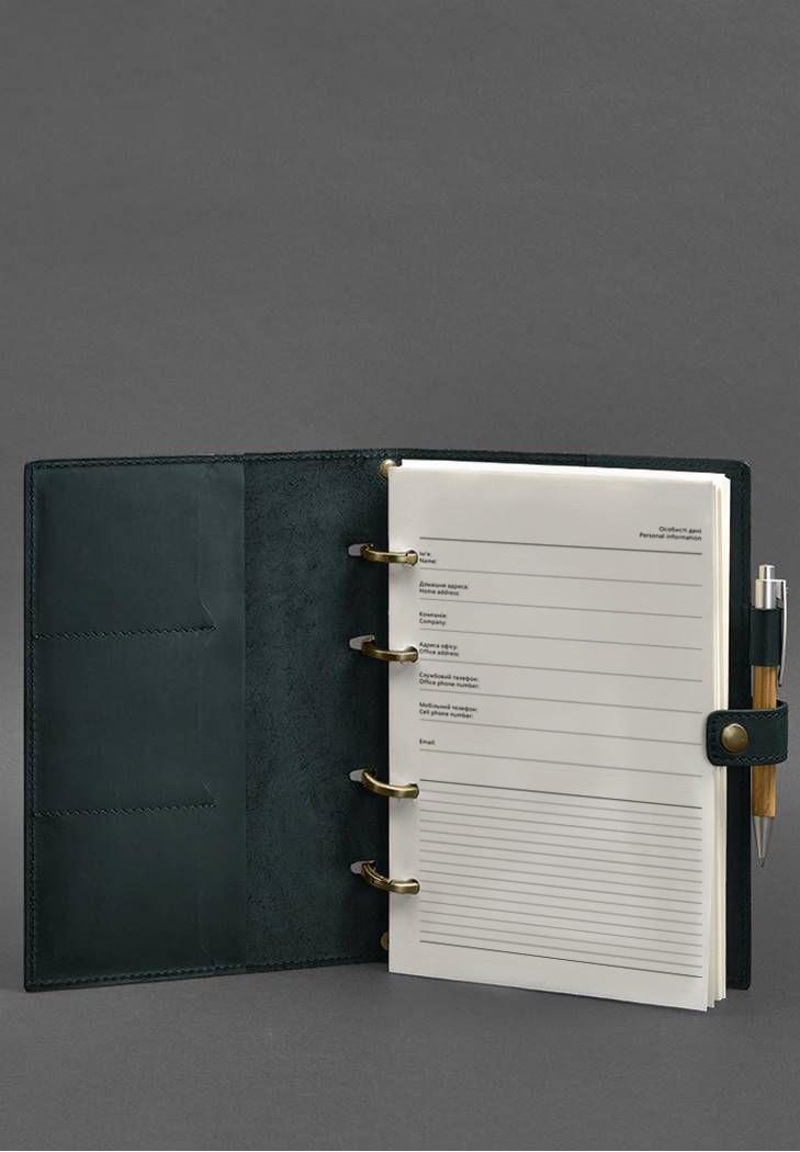 Блокнот кожаный с датированным блоком Софт-бук 9.1 Crazy Horse Зеленый (A-027486) - фото 4