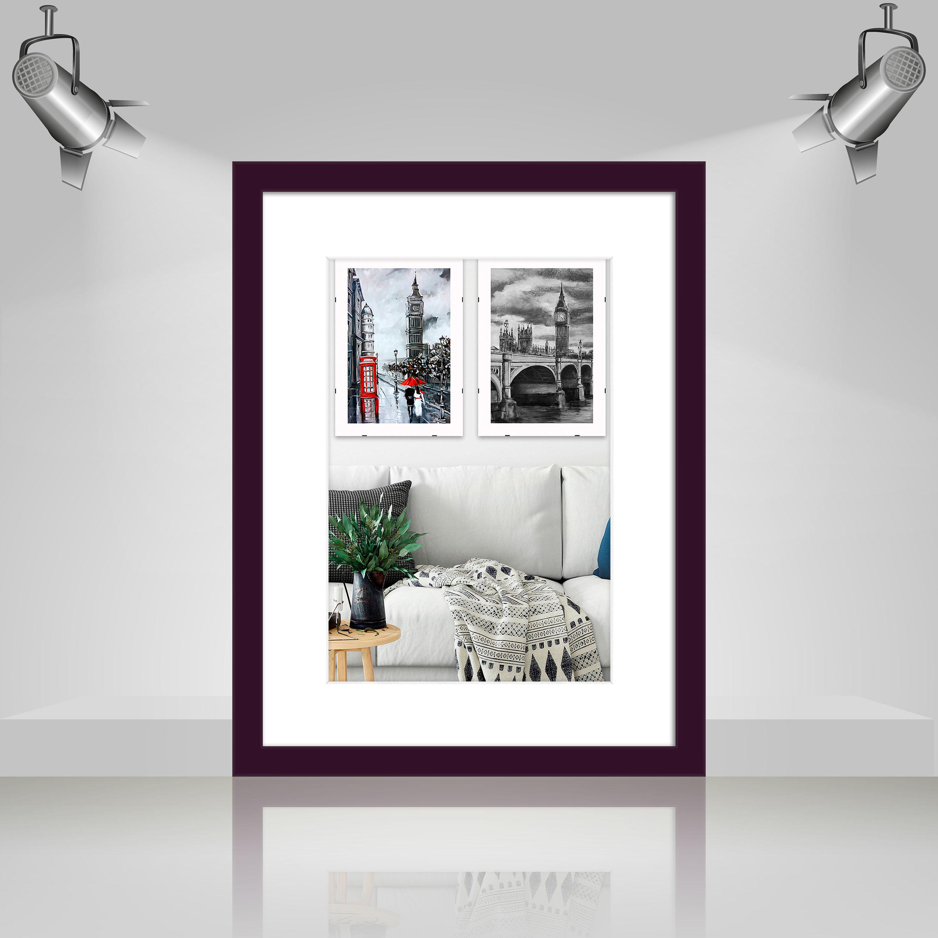 Фоторамка деревянная EmojiFrame 30х40 см под фото 20х30 см AH2220-02 пластиковое стекло 0,8 мм паспарту Фиолетовый - фото 3