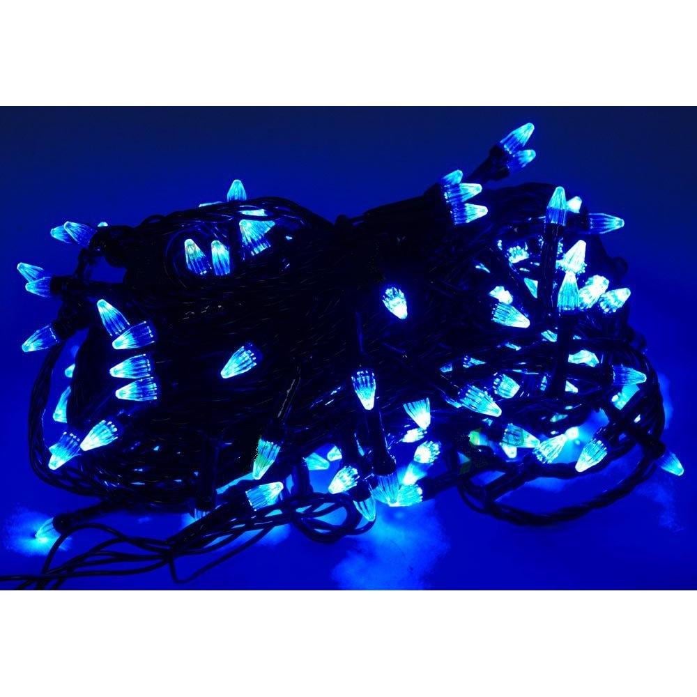 Гирлянда цепь светодиодная 18 м 400 LED конусные лампочки Синий