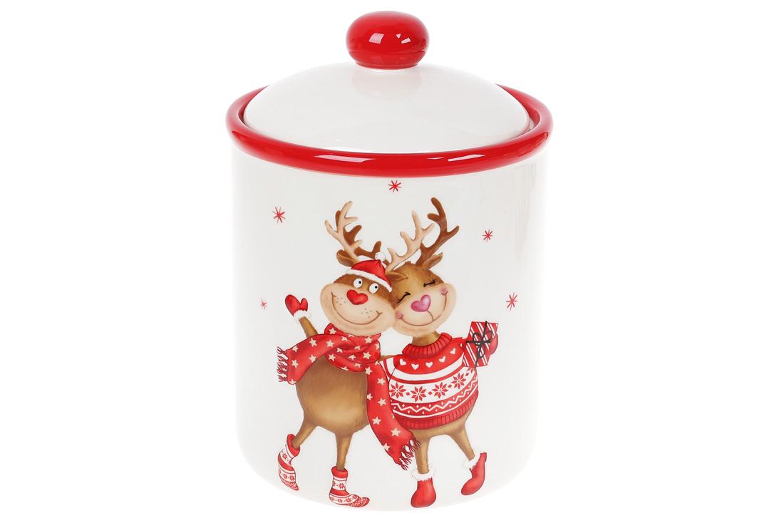 Банка керамическая BonaDi с объемным рисунком Новогодние Олени 1,15 л (DM713-X)