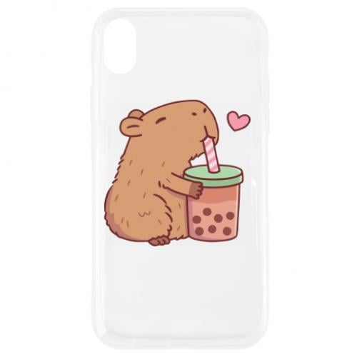Чехол для iPhone XR Boba tea capybara