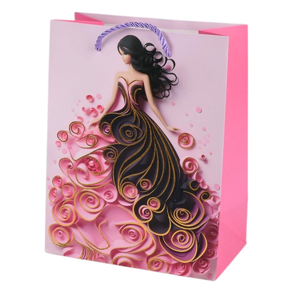 Подарочный пакет Lady R40790-S 18х23х10 см Розовый с черным (34064193)