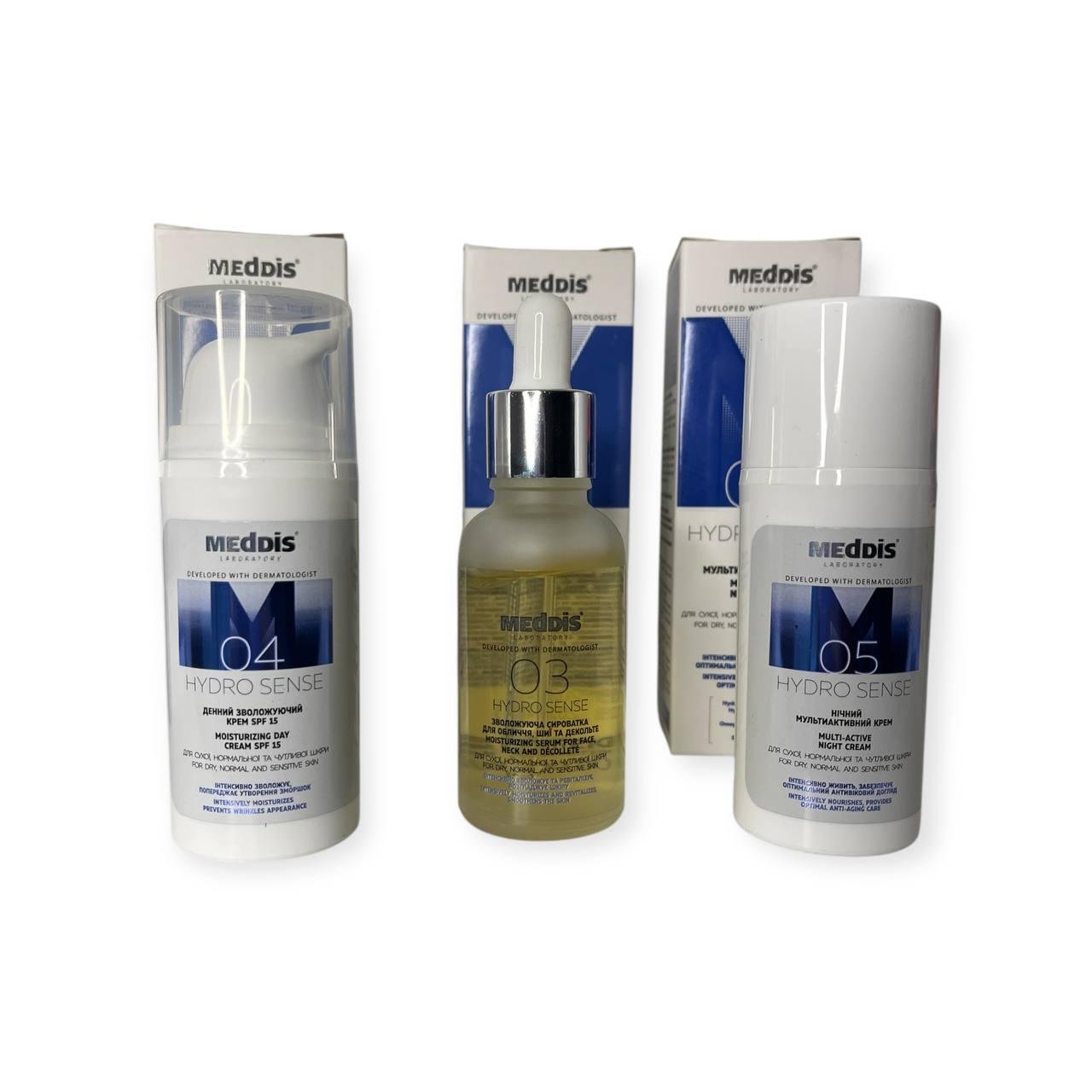 Набір для зволоження шкіри Meddis Hydrosense крем/сироватка/нічний крем