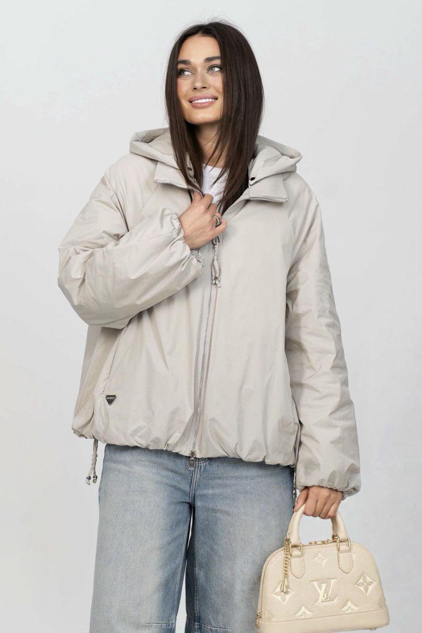 Куртка-бомбер женская двухсторонняя oversize S Айвори (33304131)