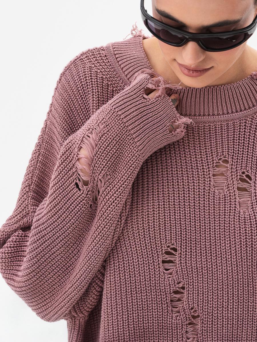 Светр жіночий із рваним ефектом SVTR р. 42-50 Темний пудровий (562) - фото 2 Светр жіночий із рваним ефектом SVTR р. 42-50 Темний пудровий (562) - фото 2