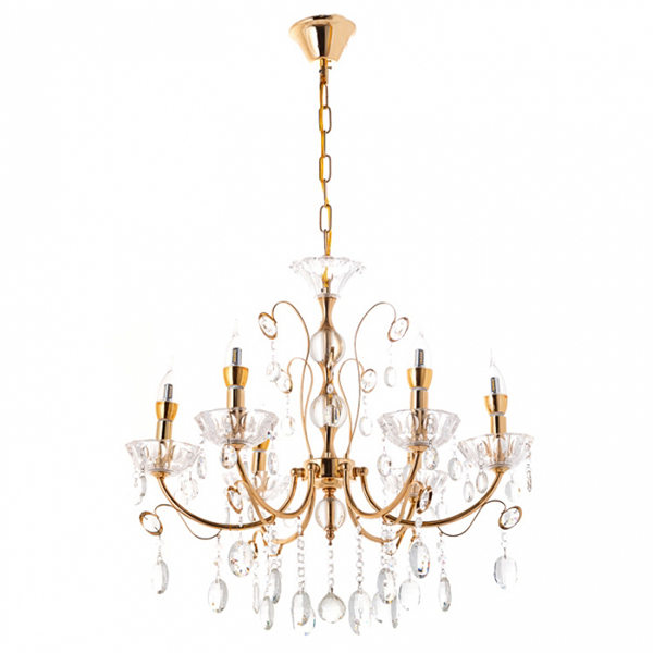 Люстра Flora на 6 свечей с хрустальными кристаллами Золотой (ZZ8837/6)