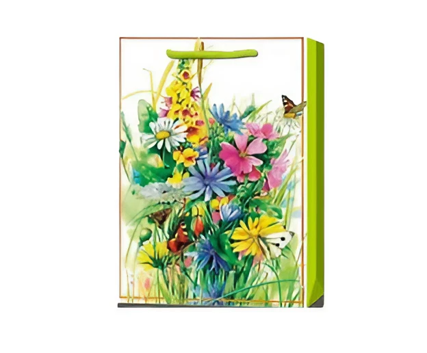 Подарочный пакет бумажный Stenson YM1362-S Flowers 18x23x8 см (11314310)